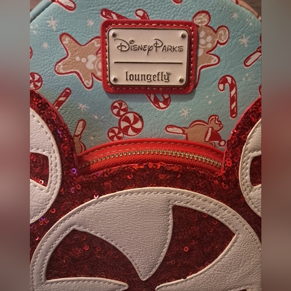 Disney Parks Loungefly Mickey Peppermint Holiday Christmas Sequin Mini Backpack main image 4